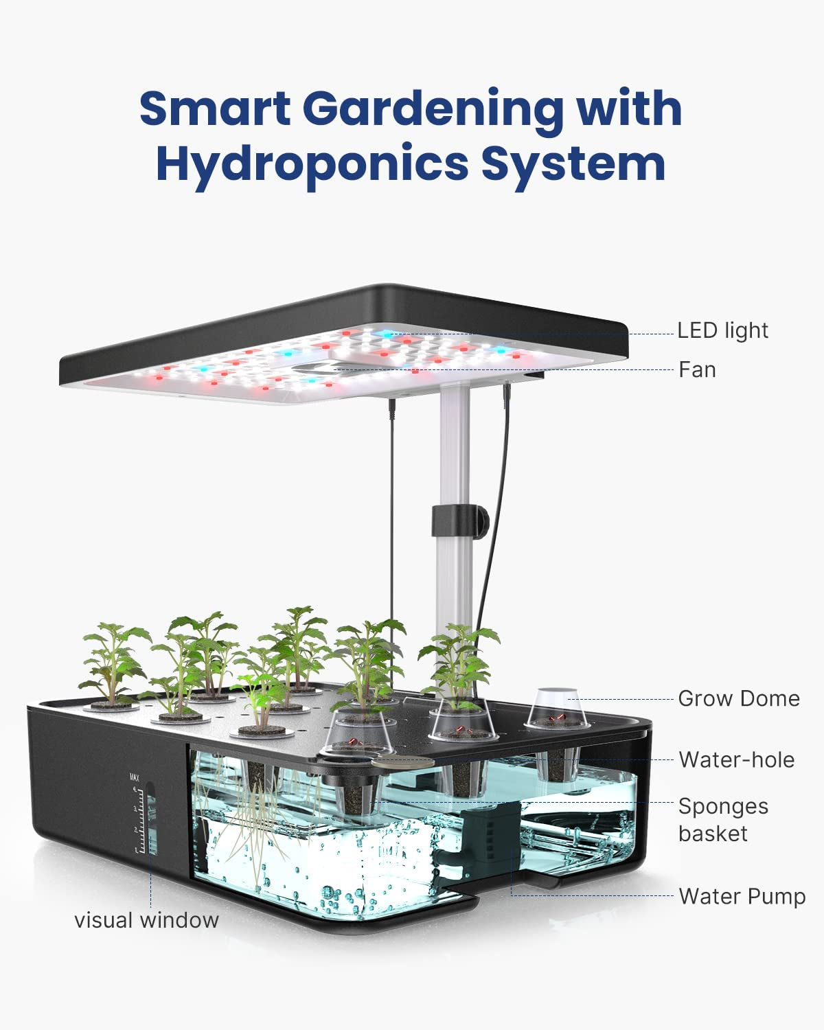 IDOO 12 Pods Hydroponics Growing System Kit 