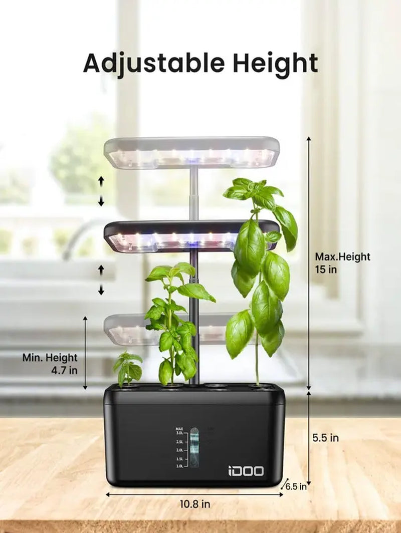 IDOO 8 Pods Hydroponic Growing System Black