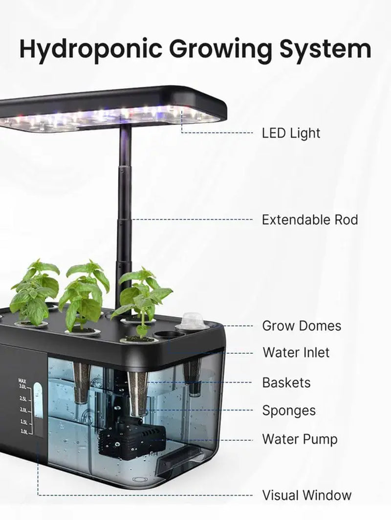 IDOO 8 Pods Hydroponic Growing System Black