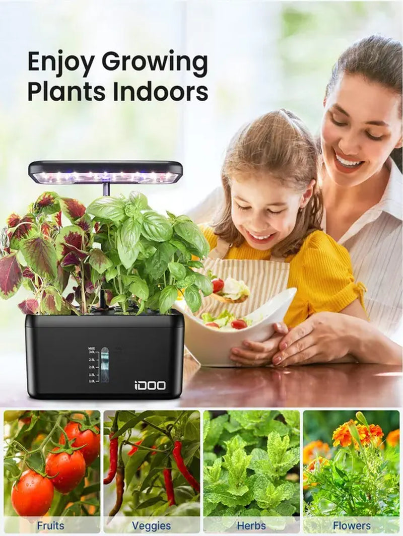 IDOO 8 Pods Hydroponic Growing System Black