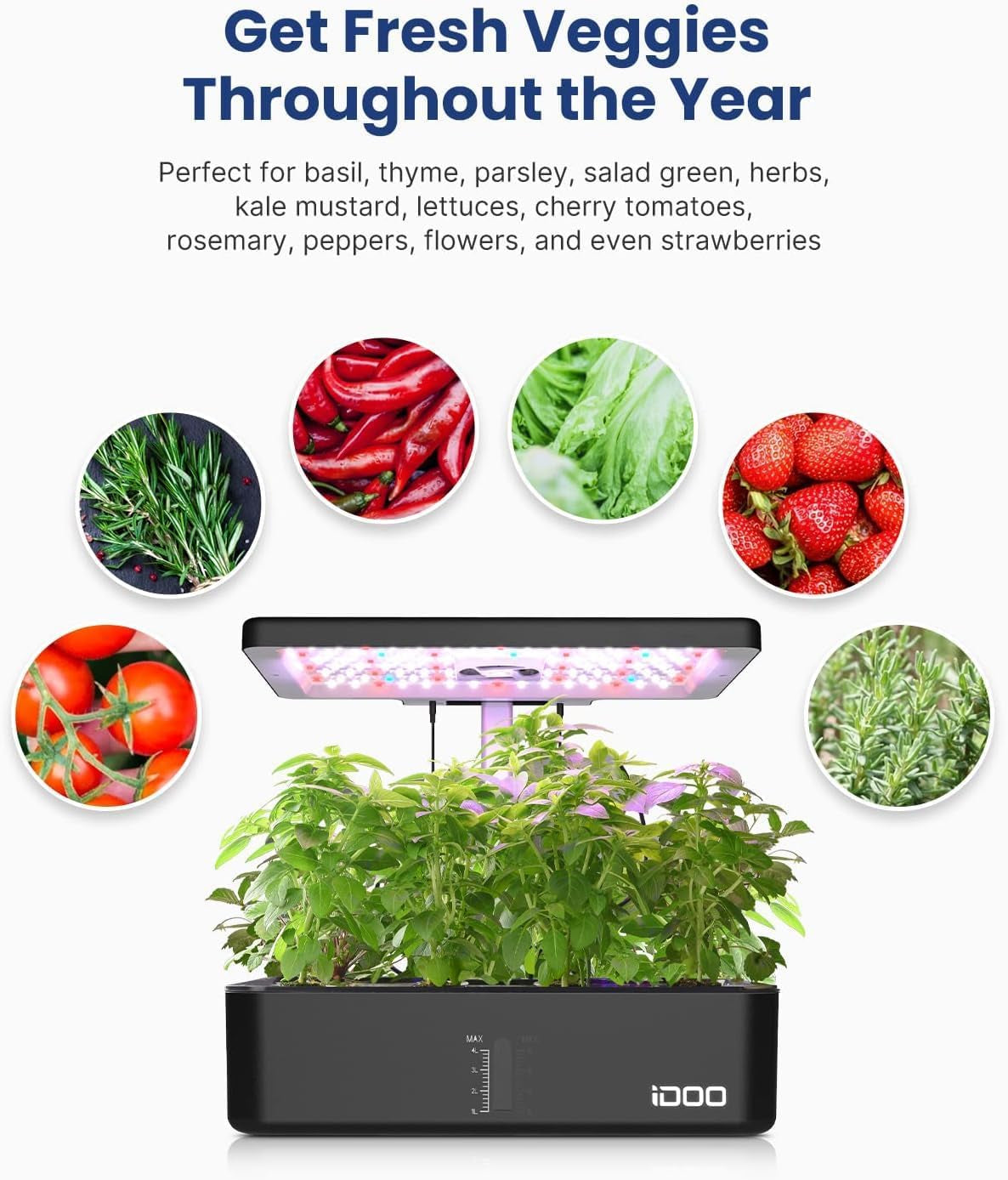 IDOO 12 Pods Hydroponics Growing System Kit 